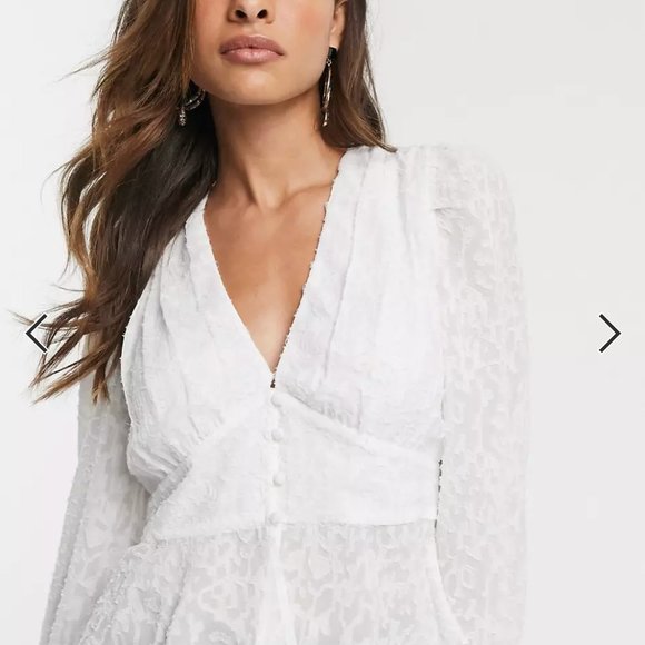 French Connection button down long sleeve devore blouse size 4 - Picture 4 of 16